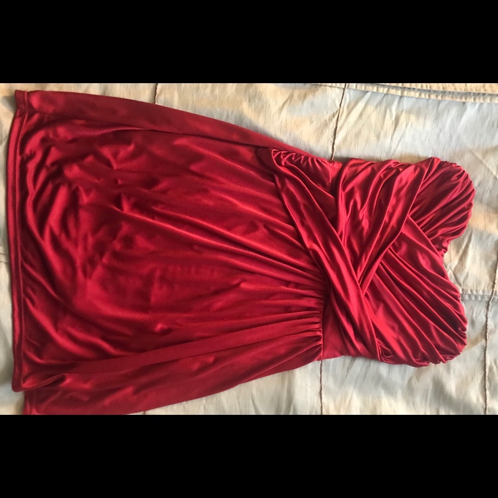 Red satin dress